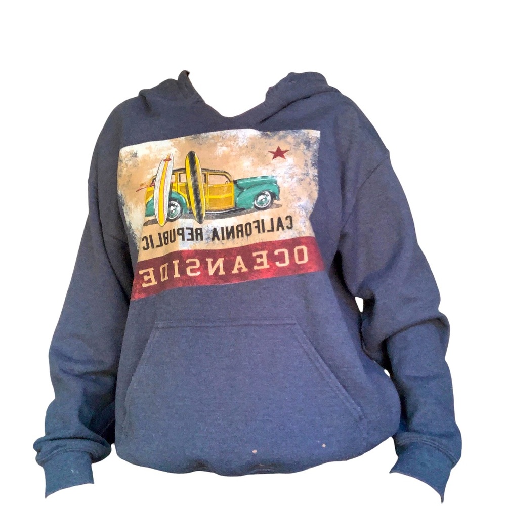 Navy/Gray (size M) California Republic Oceanside Graphic design hoodie